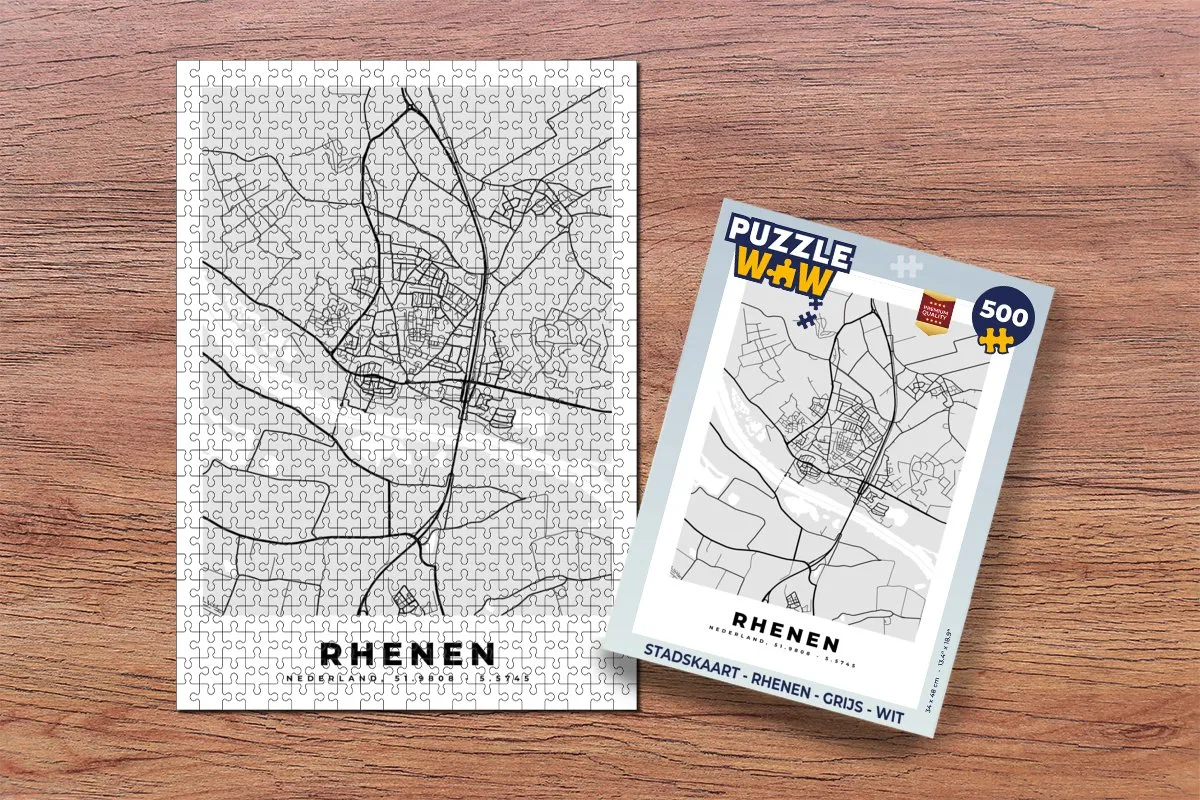 PuzzleWow Stadskaart Rhenen Legpuzzel 500 Stuks - Multicolor
