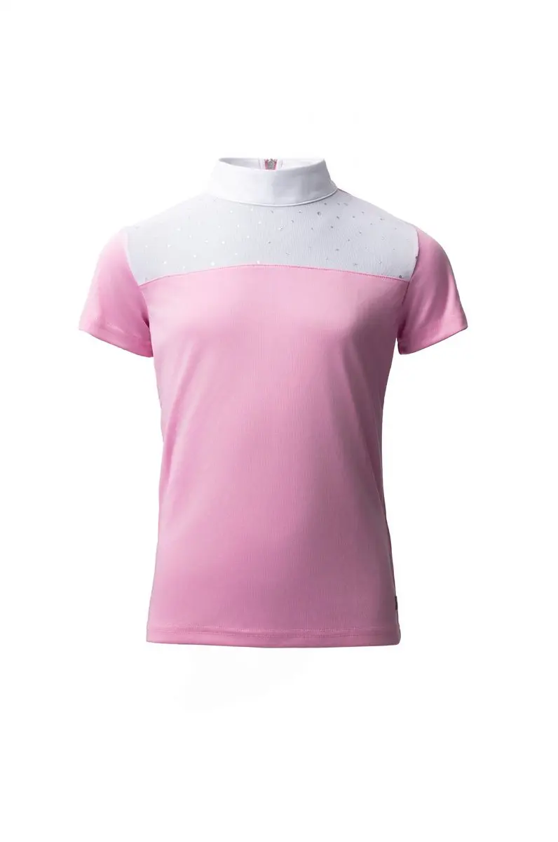 Horze Kaya wedstrijdshirt met strass details, kids, Begonia Pink, 158-164
