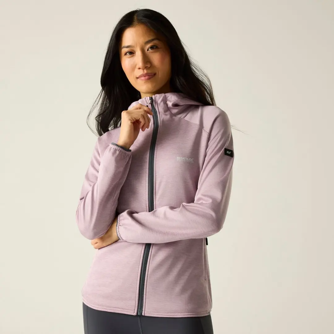 Dames Ferna Marl Full Zip Hooded Stretch Midlayer