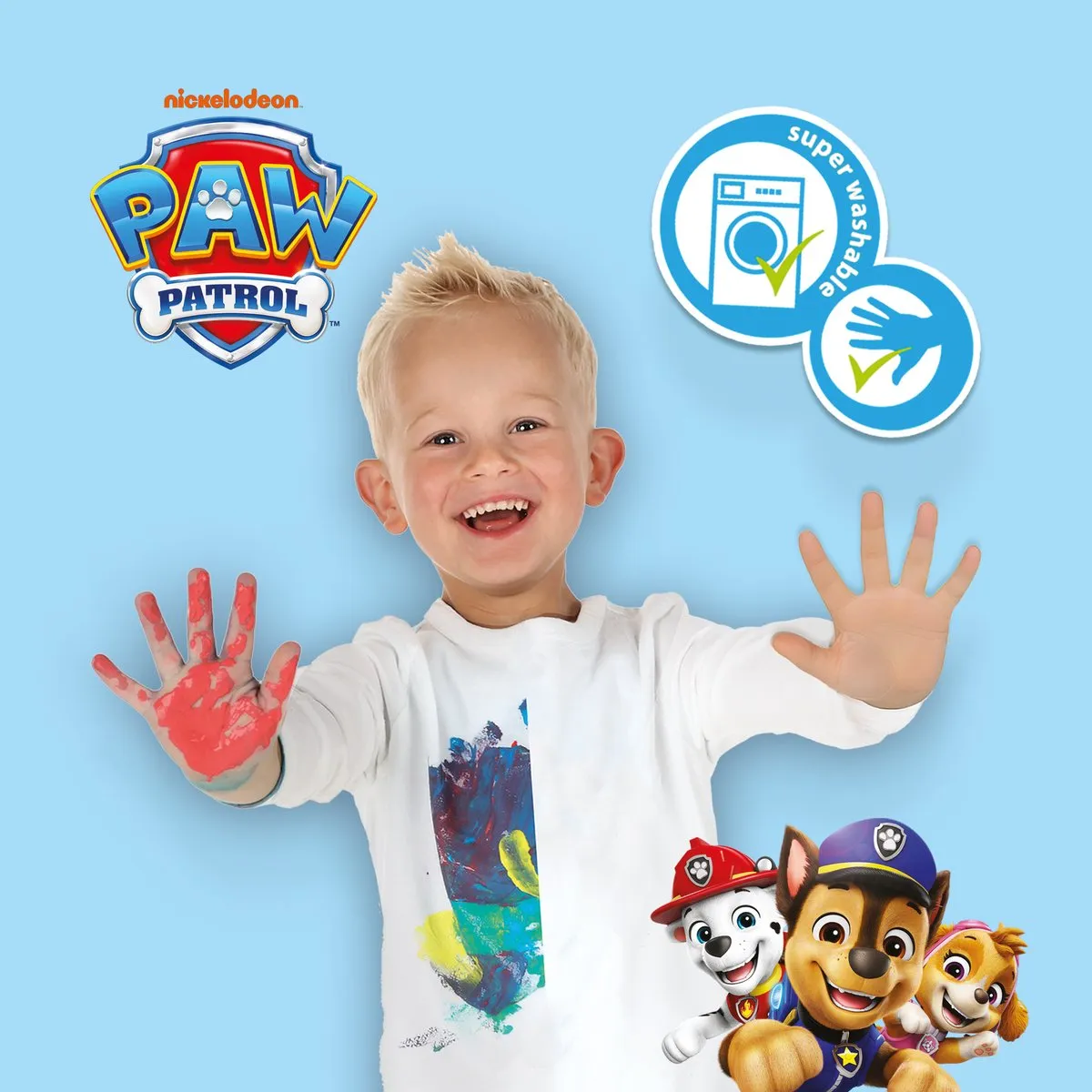 SES Creative Paw Patrol Vingerafdruk Verf Kunstwerk - Geel/Blauw/Roz