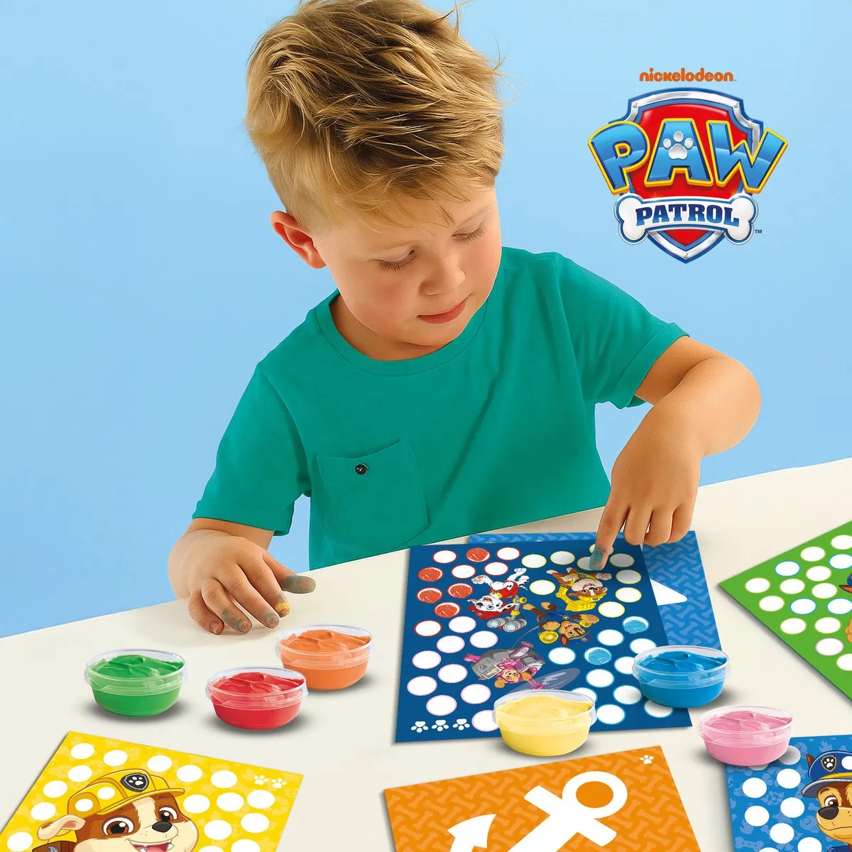 SES Creative Paw Patrol Vingerafdruk Verf Kunstwerk - Geel/Blauw/Roz