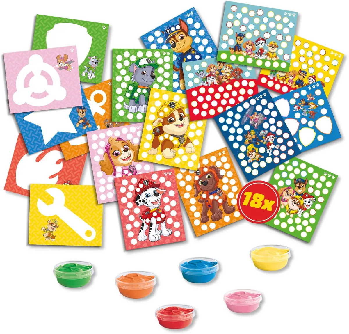 SES Creative Paw Patrol Vingerafdruk Verf Kunstwerk - Geel/Blauw/Roz
