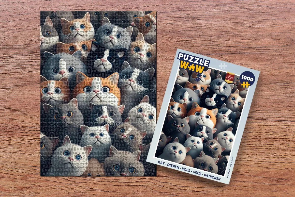 PuzzleWow Kattenpuzzel 1000 Stuks - Multicolor