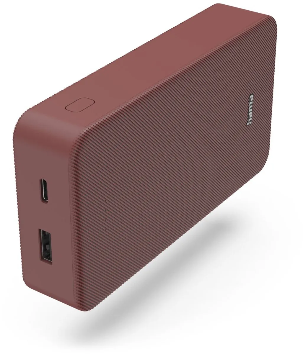 Hama Powerbank - Color - 20000mAh - 15W - 1x USB-C, 1x USB-A - Rood