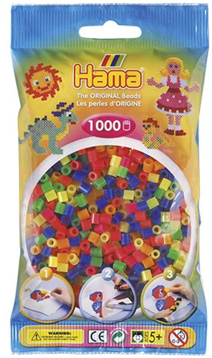 Hama Strijkkralen Neon Assortie 1000 Stuks - 6 Kleuren