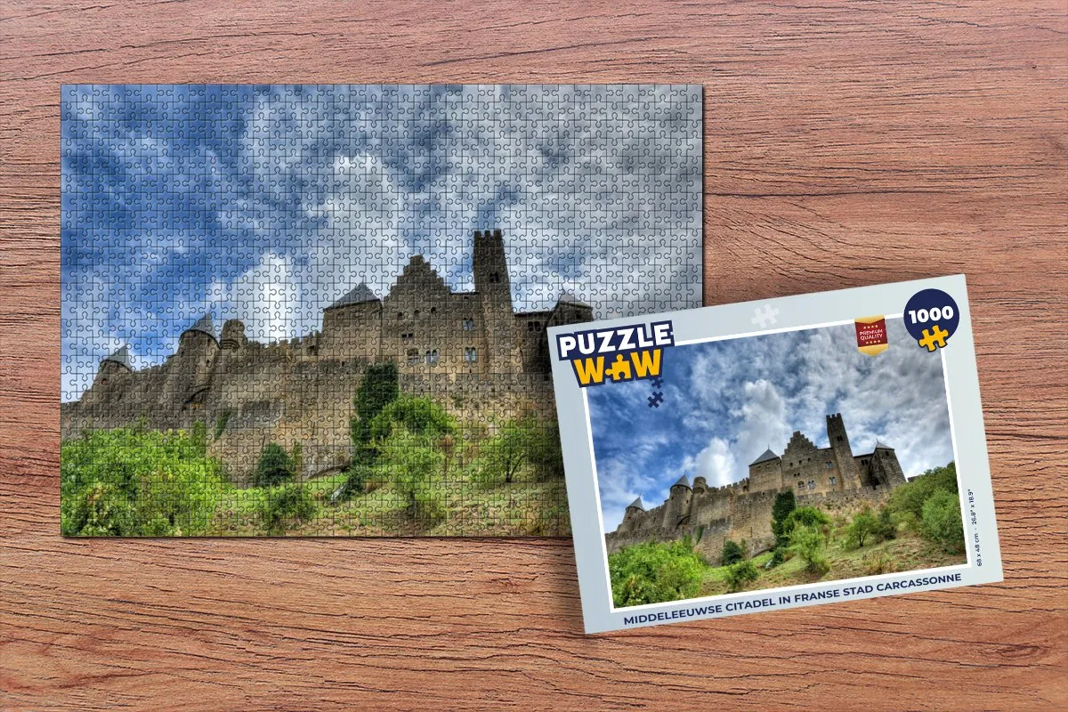 PuzzleWow Carcassonne Wolken Kasteel Legpuzzel 1000 Stuks - Multicolor