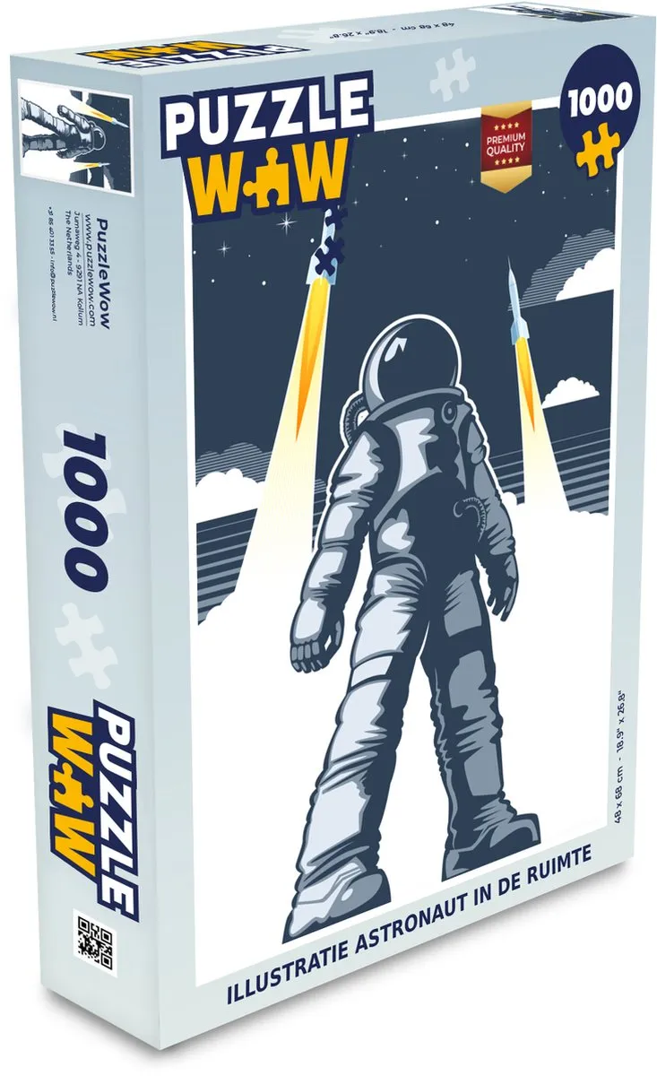 PuzzleWow Astronaut Raket Ruimte Legpuzzel 1000 Stuks