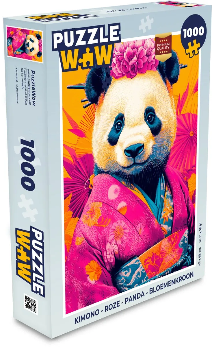 PuzzleWow Kimono Panda Legpuzzel 1000 Stuks