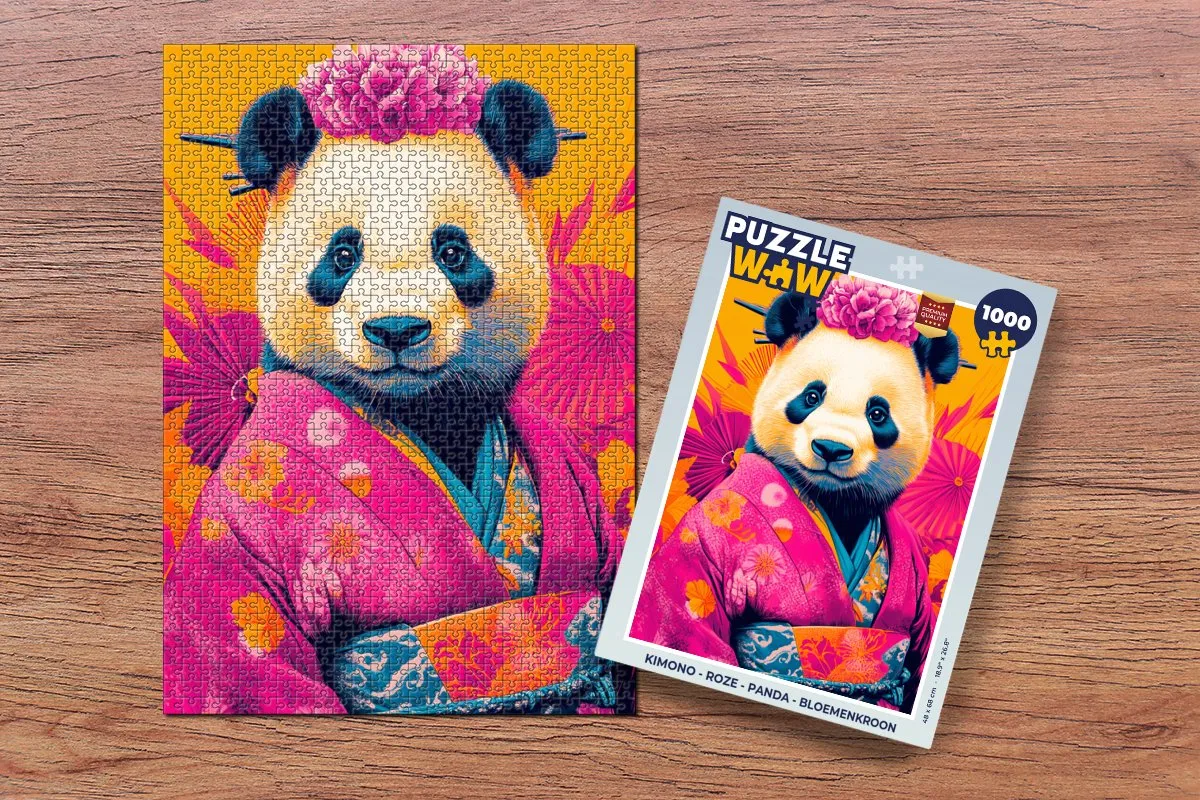 PuzzleWow Kimono Panda Legpuzzel 1000 Stuks