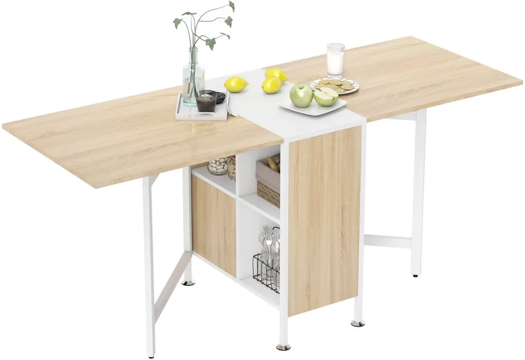 HOMCOM-Opklapbare eettafel-MDF-169x60x75cm-Eiken, Wit