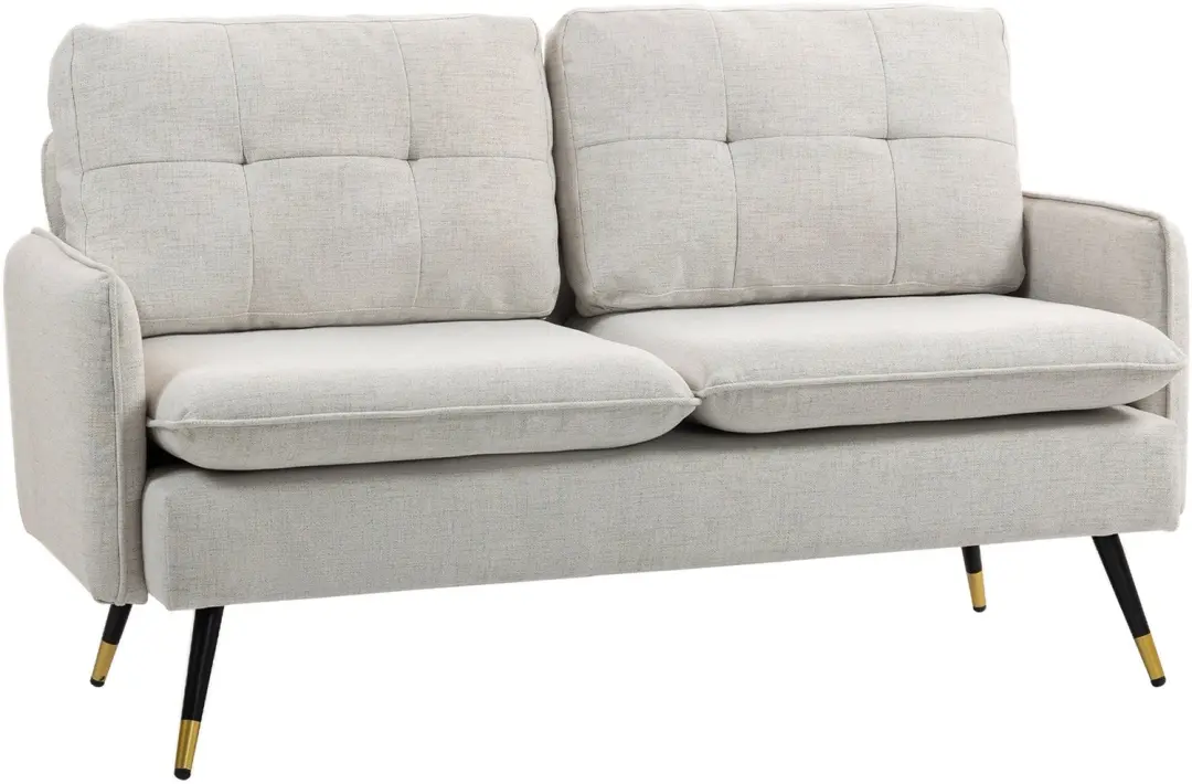 HOMCOM-Tweezitsbank-Polyester-139x68x80cm-Crème
