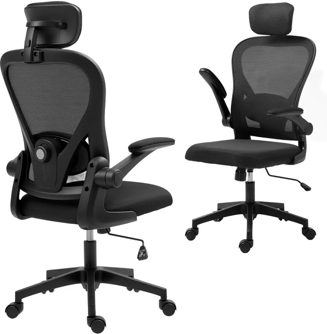 HOMCOM-bureaustoel-mesh-64 x 63 x 125 cm-zwart