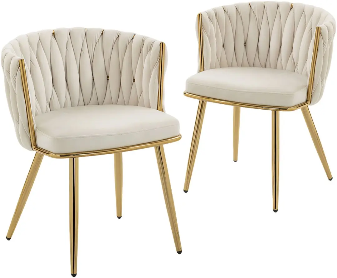 HOMCOM-Eetkamerstoel-Fluweel (100% polyester)-57 x 58 x 72 cm-Crème
