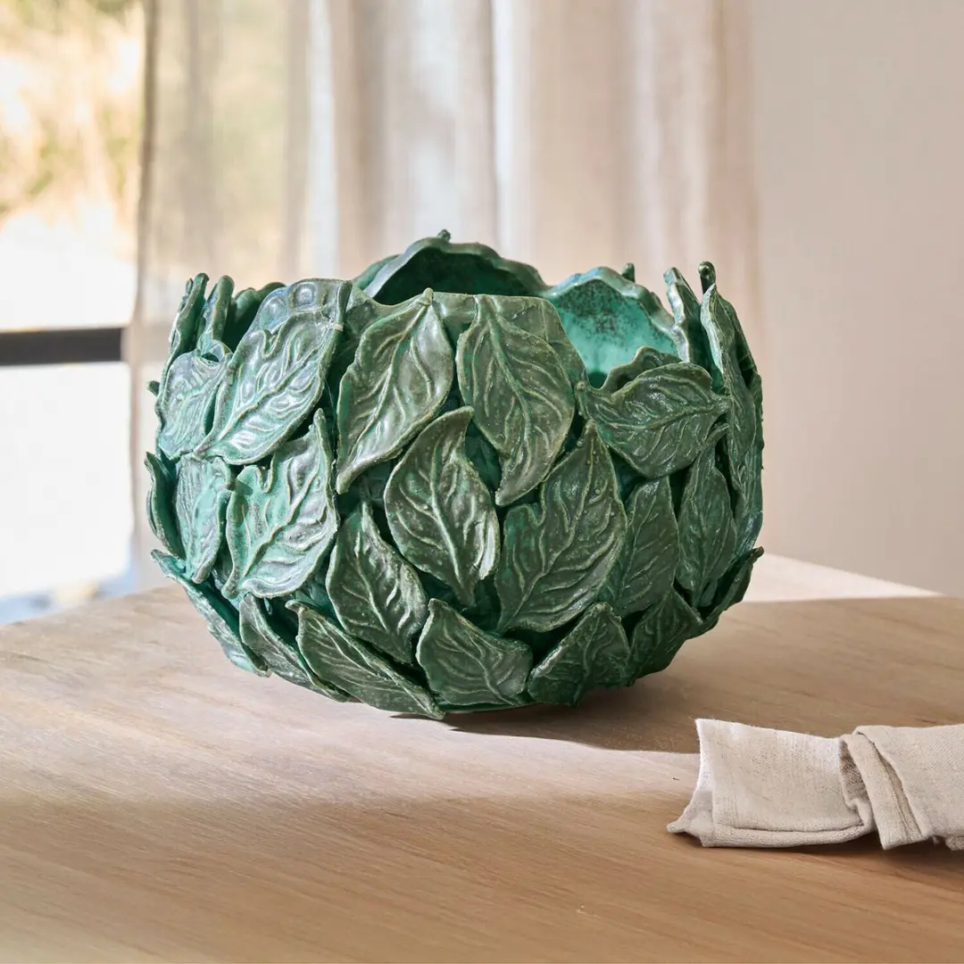 Loberon Fiorabela vaas - 24cm - Groen - afbeelding 2 van 5