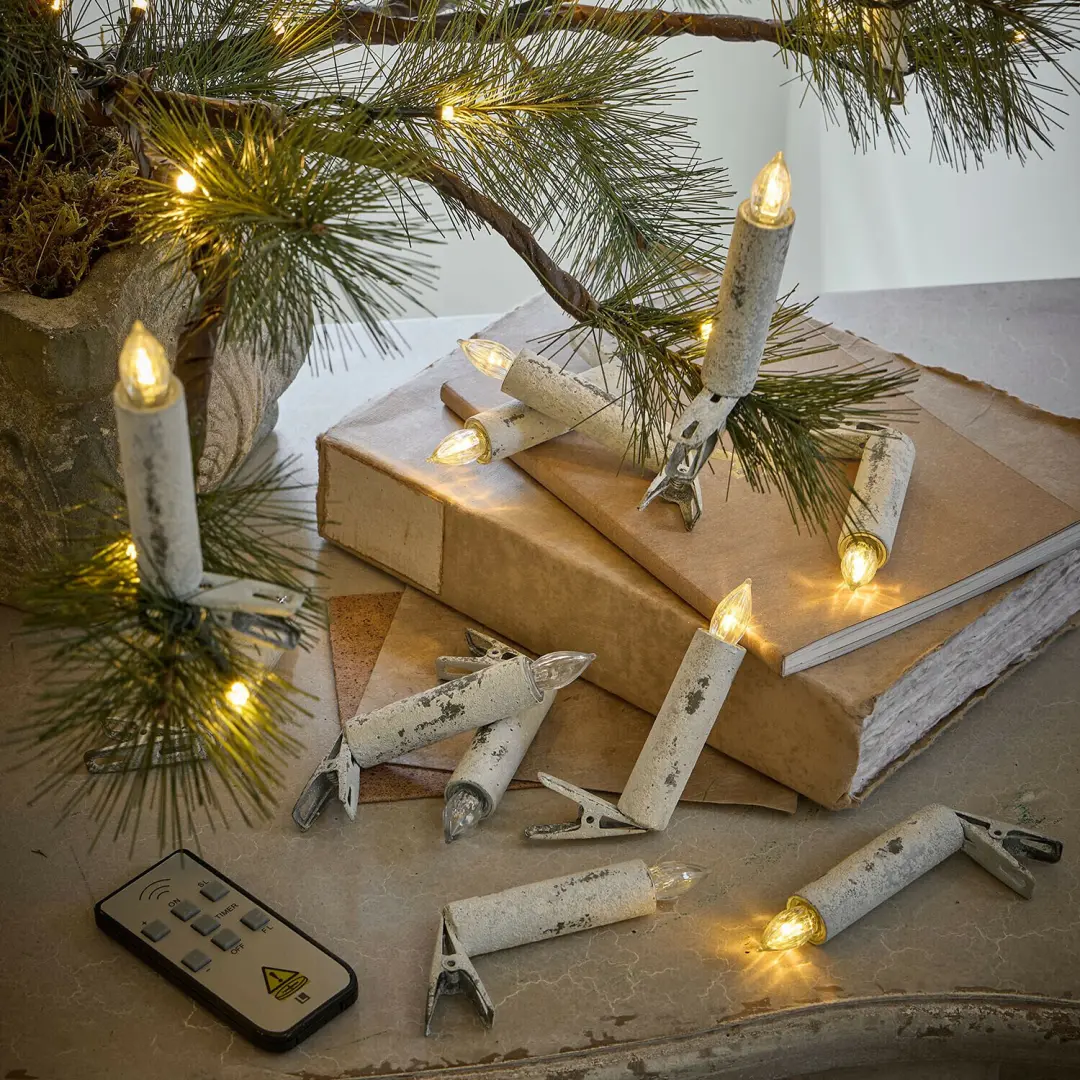 Loberon Thorivelle Led-kerstboomkaars set van 12 - Antiekwit - afbeelding 2 van 4