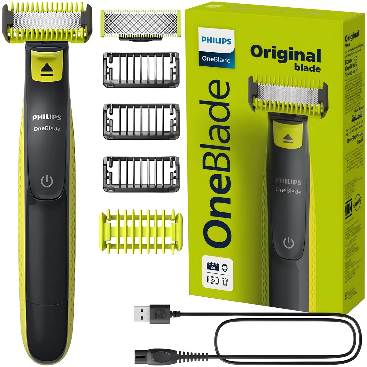 Philips OneBlade QP2824/10 - Hybride Trimmer - Gezicht & Lichaam - Met 2 mesjes - 5-in-1 kam
