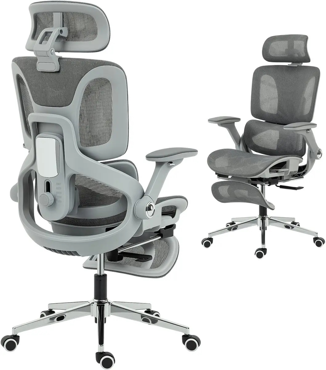 HOMCOM Office Chair-Mesh (100% Polyester)-Grau