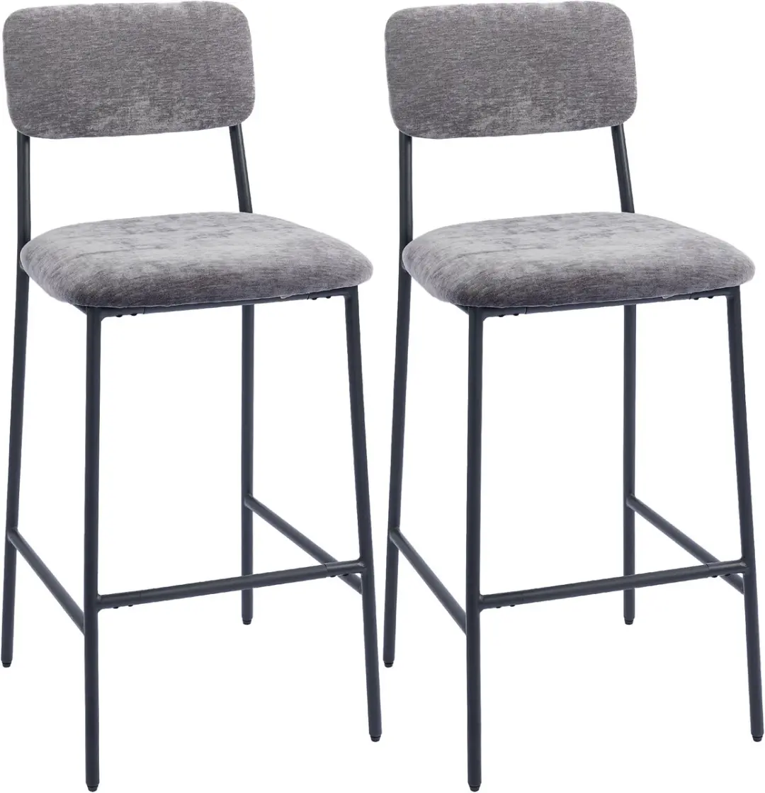 HOMCOM-Barkruk-Chenille (100% polyester)-45,5x48x101cm-Grijs