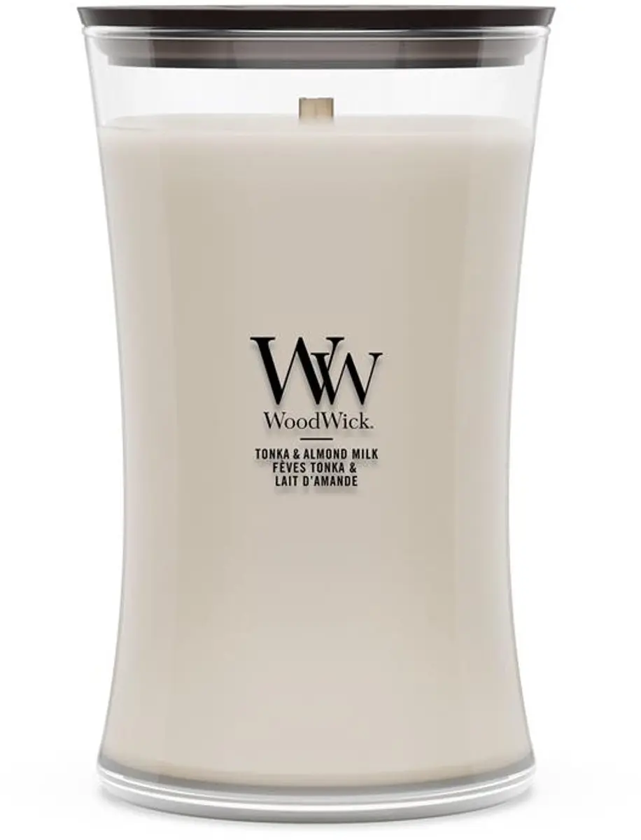 WoodWick Hourglass Tonka & Almond Milk Geurkaars - afbeelding 5 van 5