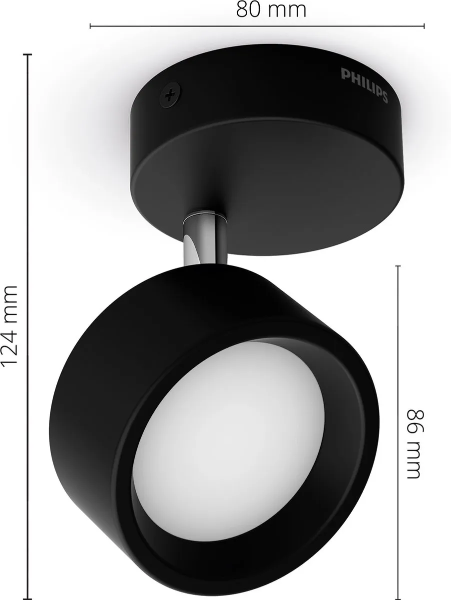 Philips Bracia Single Spot 2700K 5.5W - Zwart