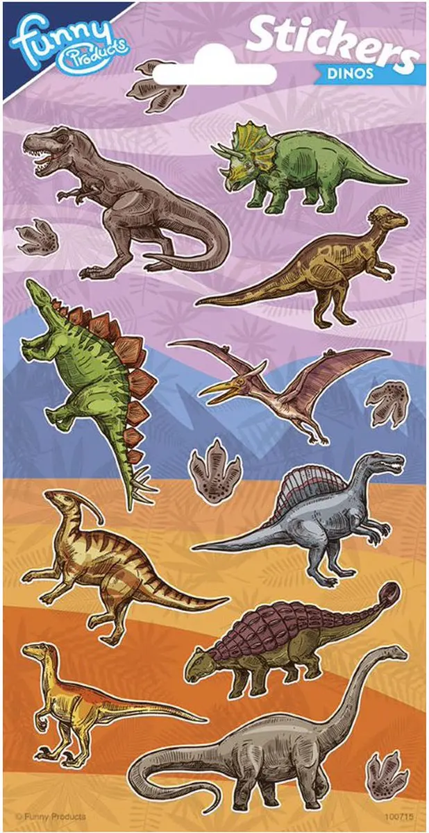 1 vel kleurrijke papieren dinosaurusstickers