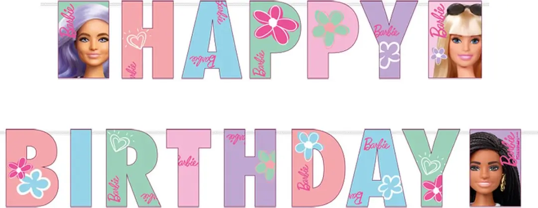 Slinger verjaardag vlagjes Papieren banner Happy Birthday Barbie Sweet Life 180