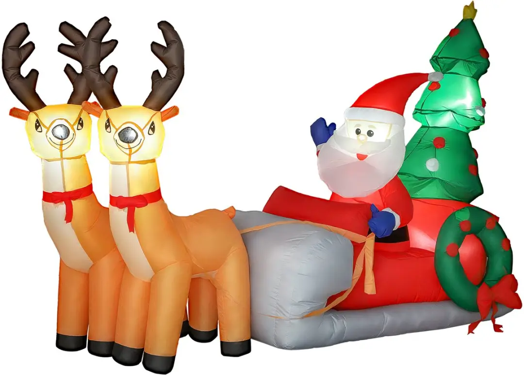 Outsunny-Opblaasbare Kerstman op Slee-Polyester--Multicolore