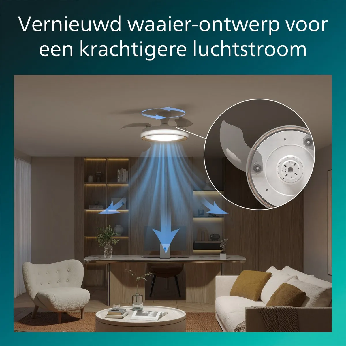 Philips Bliss Plafondventilator 106cm - Wit/Goud - 4500 Lumen
