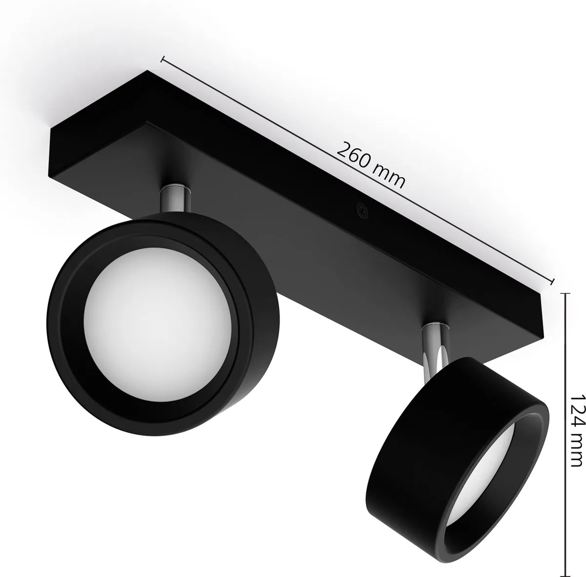 Philips Bracia 2-lichts Opbouwspot 2x5.5W 2700K - Zwart
