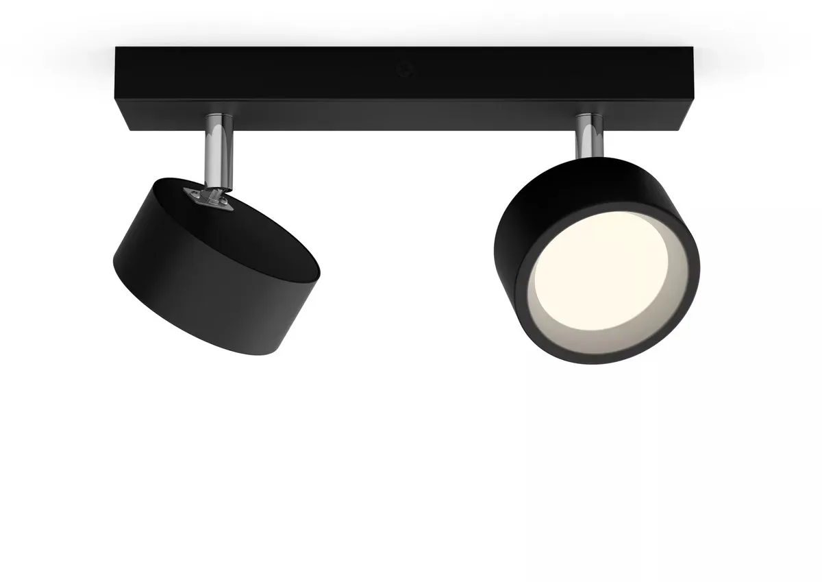 Philips Bracia 2-lichts Opbouwspot 2x5.5W 2700K - Zwart