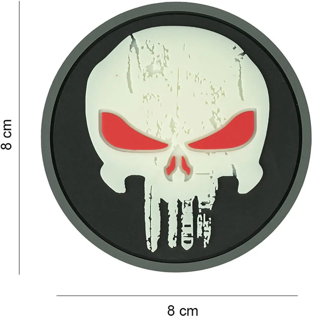 Embleem 3D PVC Punisher red eyes glow in the dark #8001