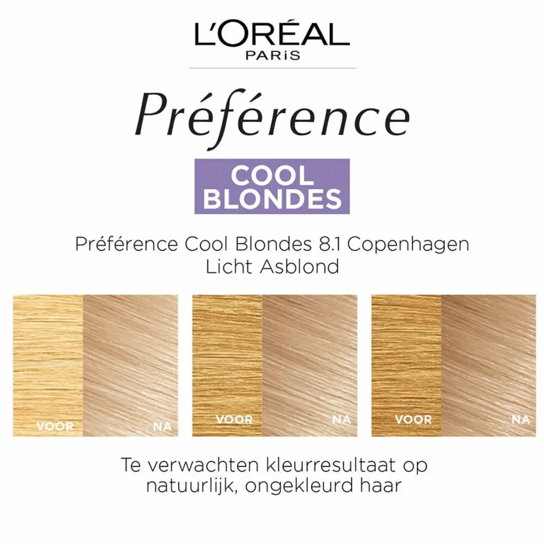 L'Oréal Paris Préférence Cool Blondes 8.1 Licht Asblond - 2x - afbeelding 3 van 5