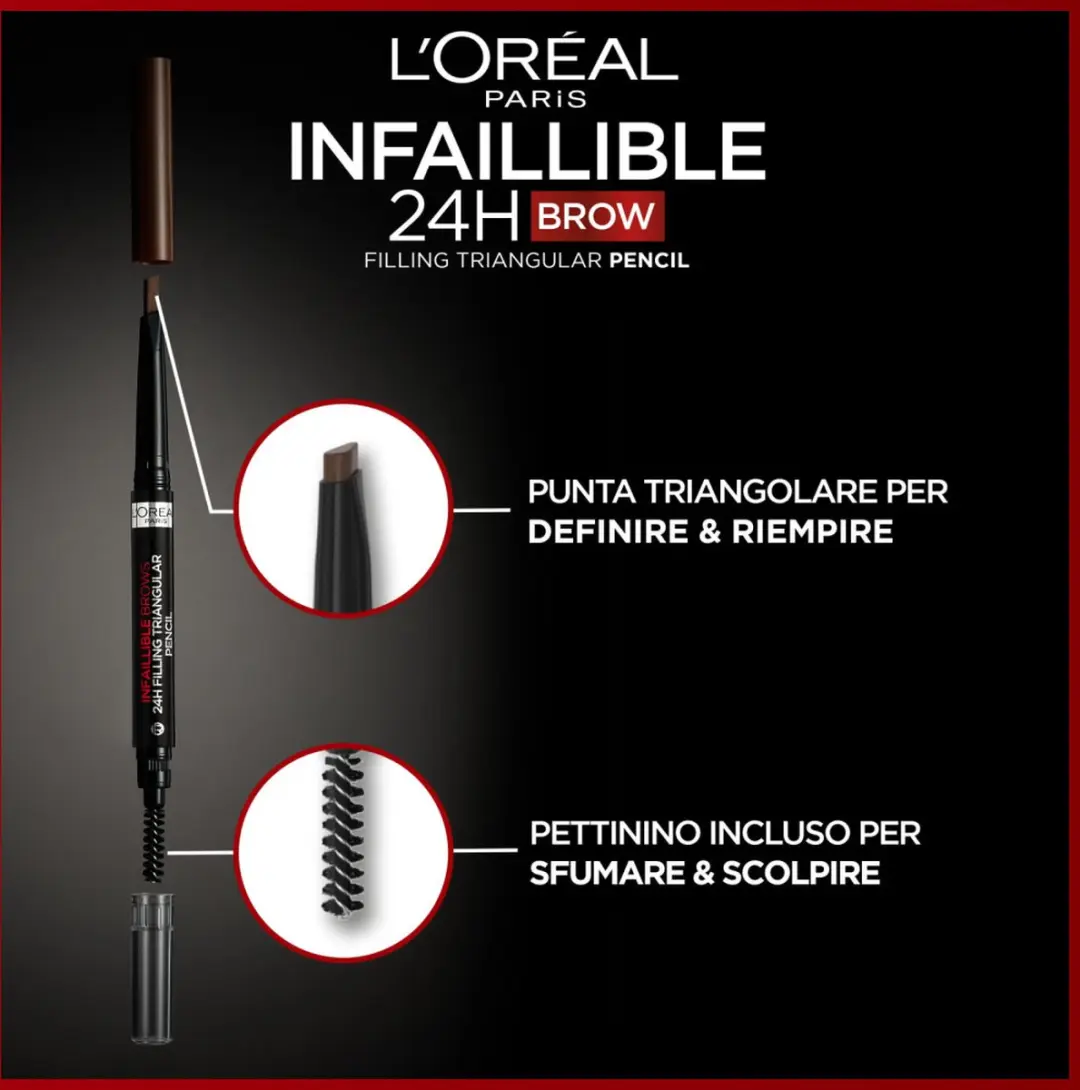 L'Oréal Infaillible Brows 24H Wenkbrauwpotlood - 1.0 Ebony - afbeelding 2 van 6
