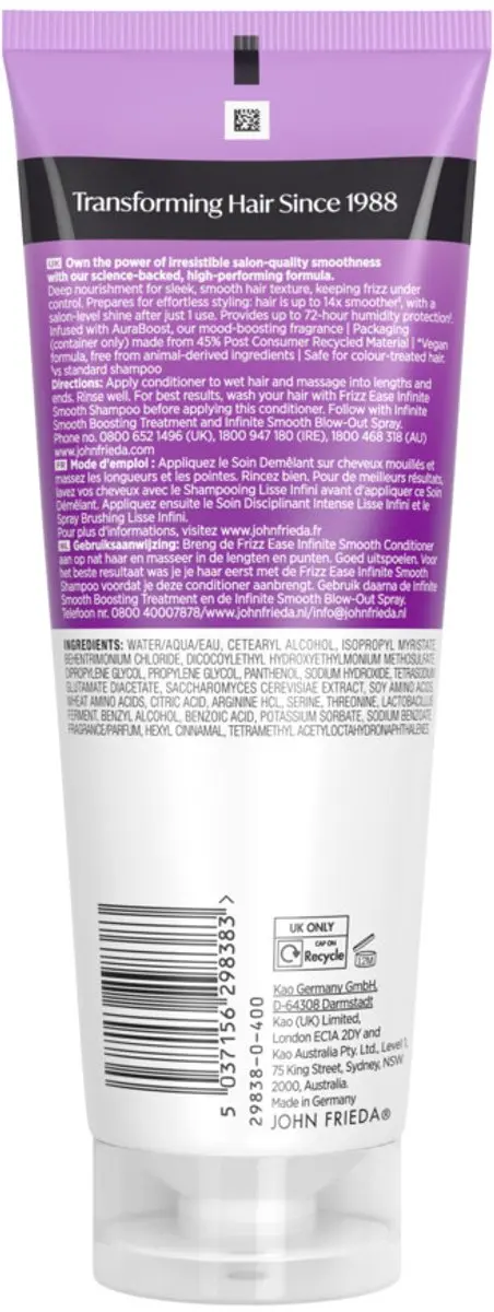 John Frieda Frizz Ease Infinite Smooth Conditioner 3x 250ml