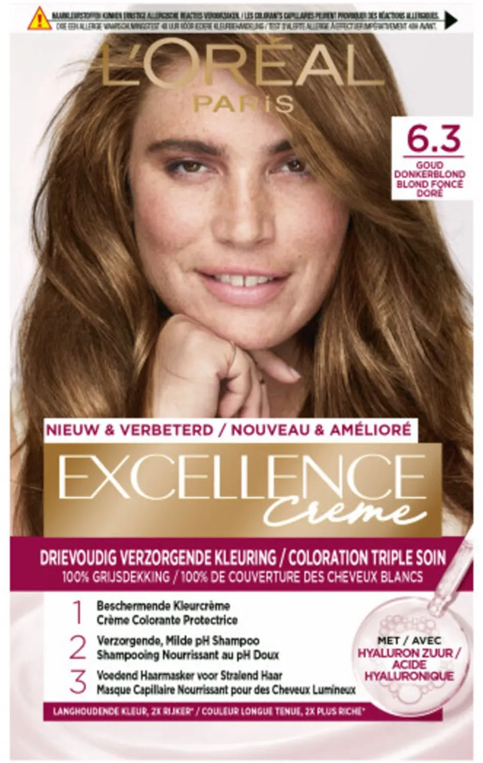 L'Oréal Excellence Crème Permanente Crèmekleuring 6.3 Donker Goudblond