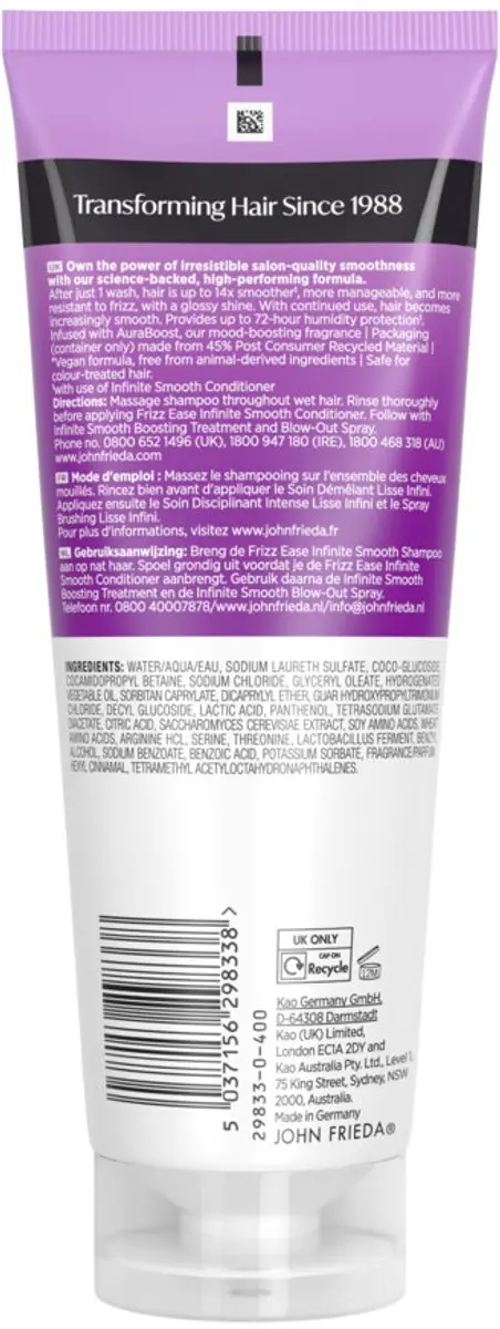John Frieda Frizz Ease Infinite Smooth Shampoo - 3x 250ml - afbeelding 5 van 6