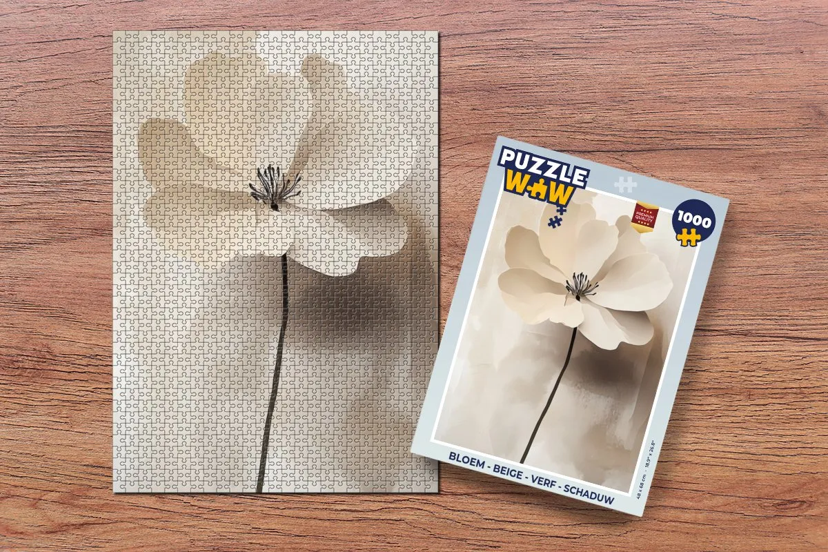 PuzzleWow Legpuzzel Bloem - Verf 1000 Stuks - Beige