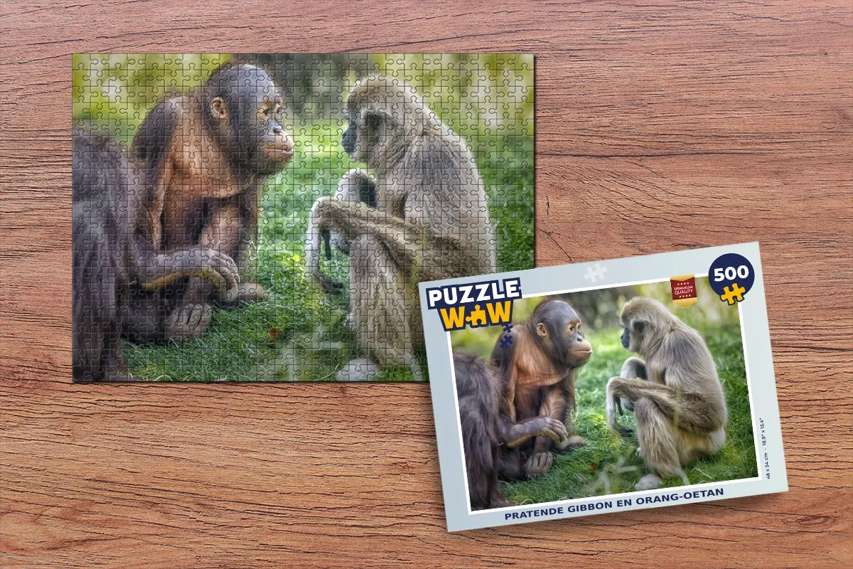 PuzzleWow Apen Familie Legpuzzel 500 Stuks - Multicolor