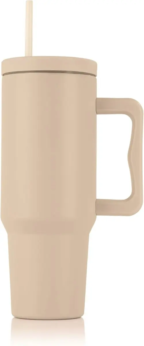 GOURMETmaxx thermobeker met rietje en handvat