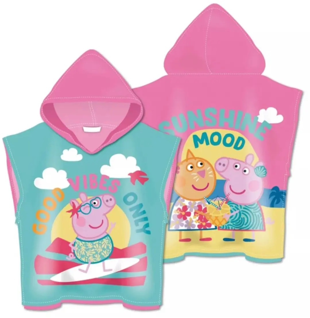 Peppa Pig badponcho good vibes only sneldrogend 55x110cm