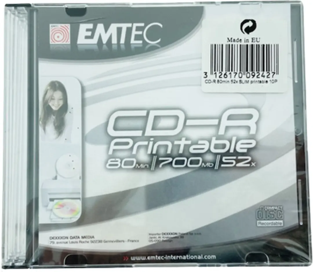 Emtec CD-R 80 min, 52x SLIM printable 10-pack