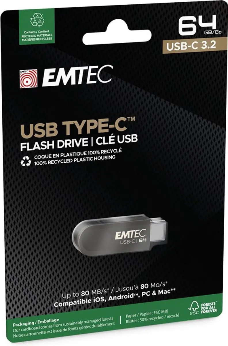 Emtec C280 ECMMD64GC283 USB-stick - Zwart - afbeelding 2 van 2