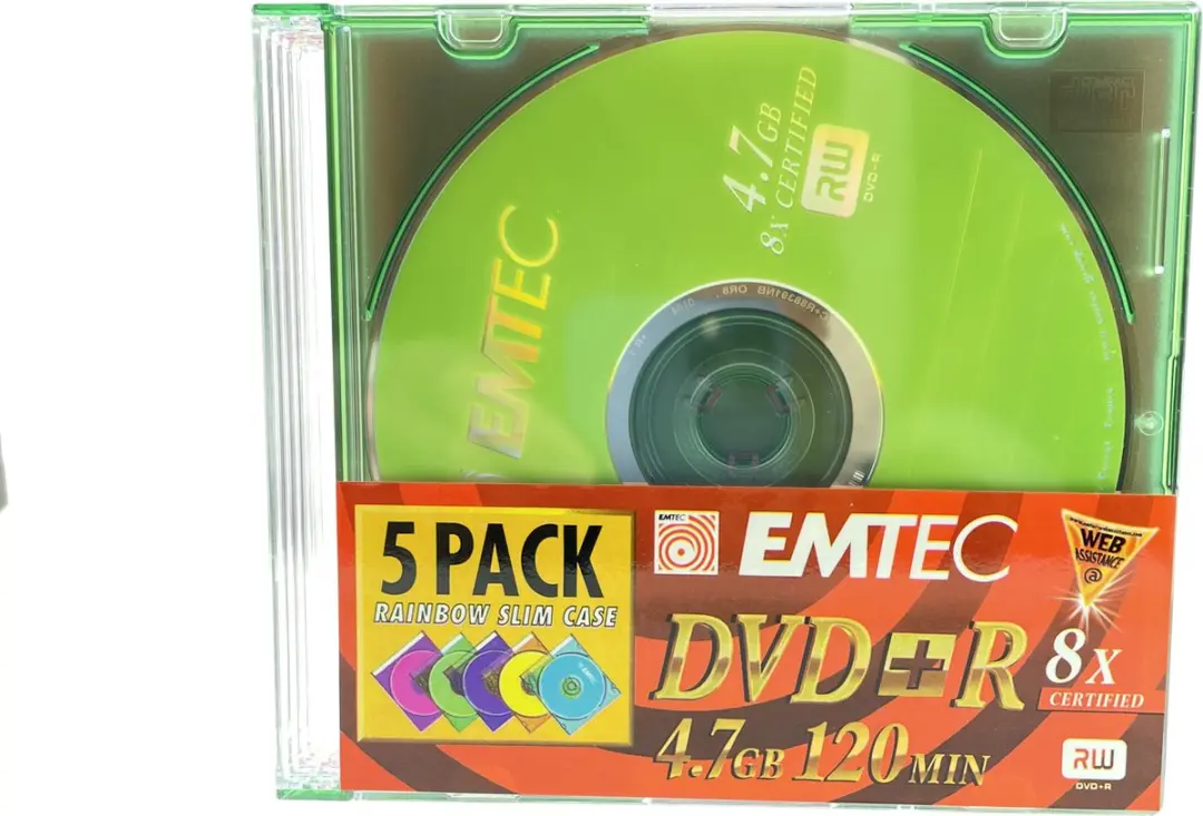Emtec Regenboog Hoesjes Premium Digital Video Quality DVD+R 120 min 4.7 GB 5-pac