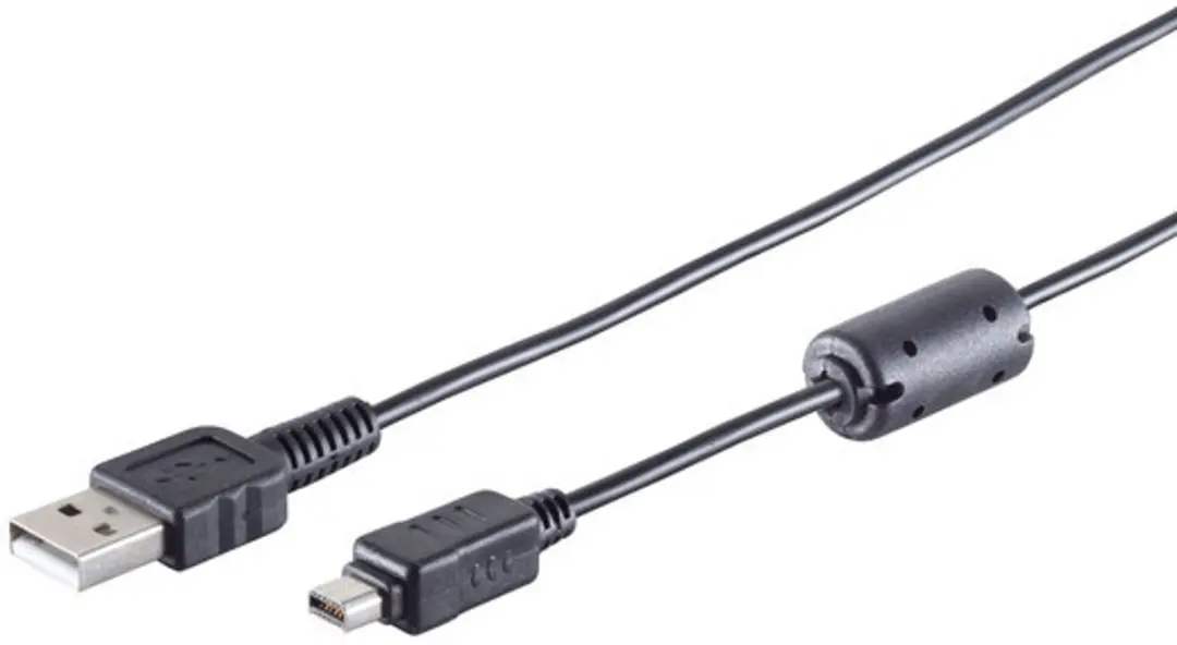 USB 2.0 A naar Mini 12-pin kabel - 1,5m - Zwart - afbeelding 2 van 3