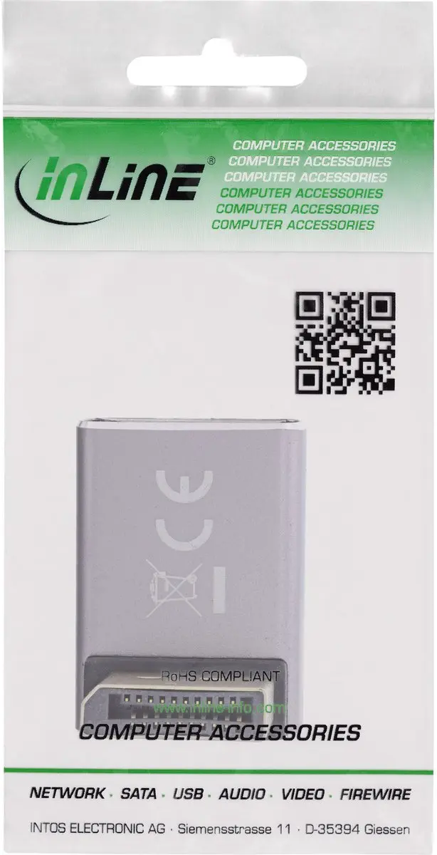 InLine 17291F DisplayPort 1.4 Adapter 90° - Zwart/Grijs - afbeelding 6 van 6