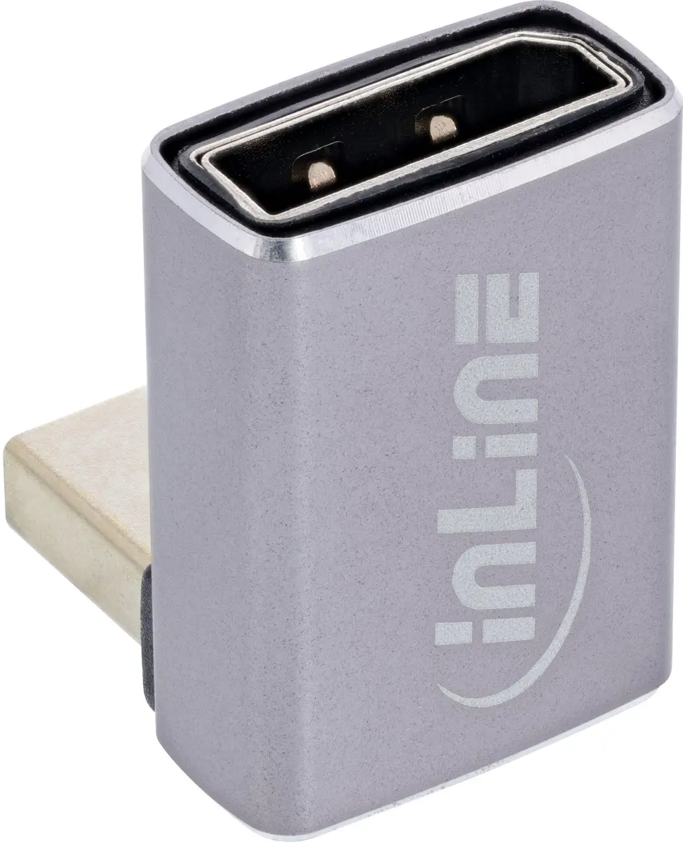 InLine 17291F DisplayPort 1.4 Adapter 90° - Zwart/Grijs - afbeelding 3 van 6