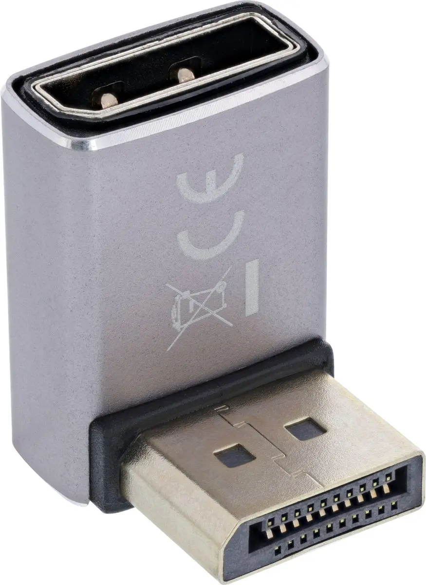 InLine 17291F DisplayPort 1.4 Adapter 90° - Zwart/Grijs - afbeelding 4 van 6
