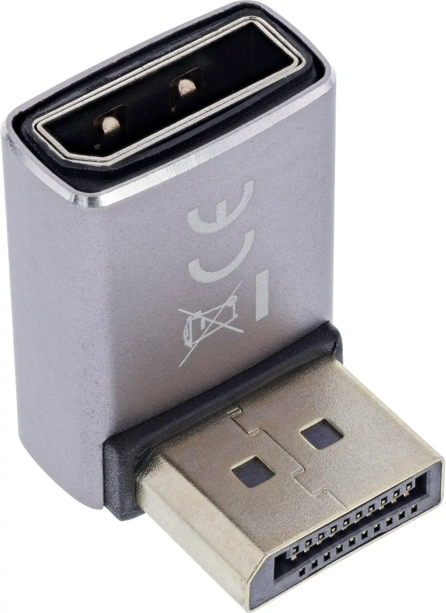 InLine 17291F DisplayPort 1.4 Adapter 90° - Zwart/Grijs - afbeelding 5 van 6