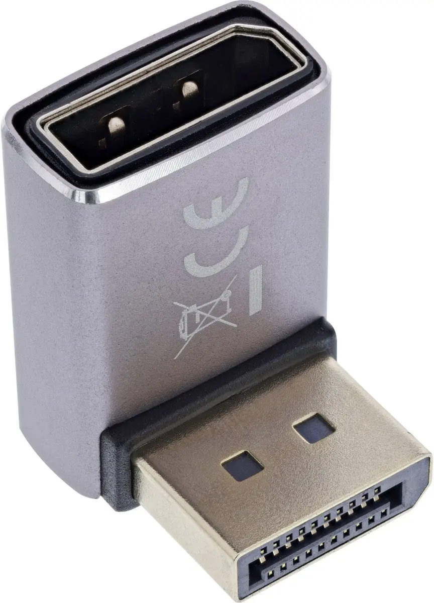 InLine 17291G DisplayPort 1.4 Adapter 90° 8K - Grijs/Zwart - afbeelding 6 van 6
