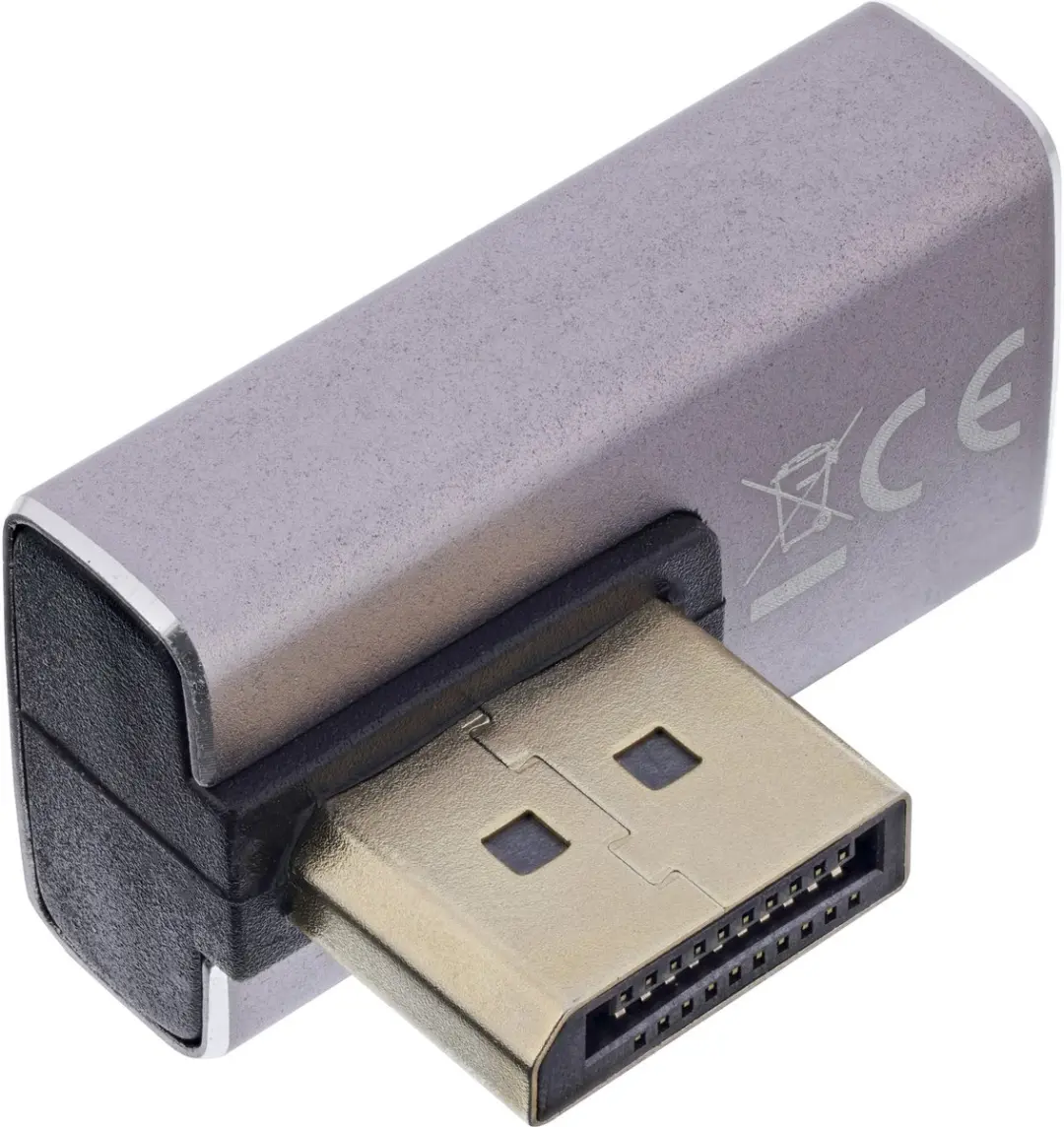 InLine 17291H DisplayPort 1.4 Hoekadapter 90° - Zwart/Grijs - afbeelding 3 van 6